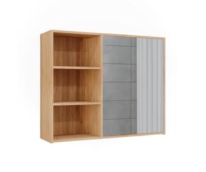 Vicco Armoire de toilette "Lucie", Bambou 74 x 60 cm | 1 Porte · 5 compartiments · Rangement ouvert & fermé · Pour cosmétiques & produits de soin · Au-dessus du lavabo