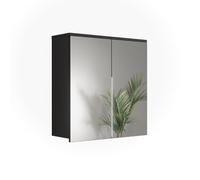 Vicco Armoire de toilette "Ruben", Anthracite/Chêne Artisan 60.2 x 62 cm | 2 Portes · 2 compartiments · Grande surface miroir · Pour cosmétiques & produits de soin · Au-dessus du lavabo
