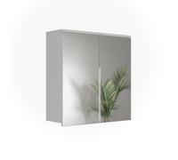 Vicco Armoire de toilette "Ruben", Blanc/Chêne Artisan 60.2 x 62 cm | 2 Portes · 2 compartiments · Grande surface miroir · Pour cosmétiques & produits de soin · Au-dessus du lavabo
