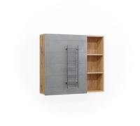 Vicco Armoire de toilette "Rudi", Chêne 90 x 80.9 cm | 1 Porte · 6 compartiments · Rangement ouvert & fermé · Pour cosmétiques & produits de soin · Au-dessus du lavabo