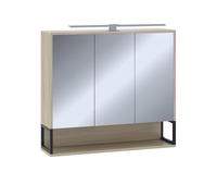 Vicco Armoire de Toilette Vionna, Chêne/Noir, 80x71.5cm | avec lumière LED, avec étagère intérieure réglable en hauteur pour une utilisation flexible