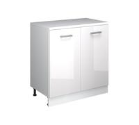 Vicco Armoire d'extension Rion, Blanc Haute Brillance/Blanc, 80x46cm | Façade robuste · Profondeur 46 cm · Pieds réglables en hauteur · 2 Portes · ✓ Pour zones de toit droites