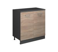Vicco Armoire d'extension Rion, Sonoma/Anthracite, 80x46cm | Façade robuste · Profondeur 46 cm · Pieds réglables en hauteur · 2 Portes · ✓ Pour zones de toit droites