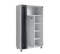 Vicco Armoire "Doros", Blanc 100 x 168 cm | avec roulettes pour un positionnement flexible dans la pièce