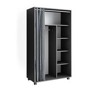 Vicco Armoire Doros, Gris, 100x168cm | avec roulettes, avec roulettes pour un positionnement flexible dans la pièce