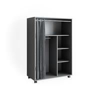 Vicco Armoire Doros, Gris, 100x146.6cm | avec roulettes, avec roulettes pour un positionnement flexible dans la pièce