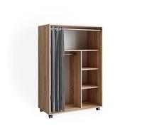 Vicco Armoire "Doros", Sonoma 100 x 146.6 cm | ouvert sur roulettes, pour le rangement flexible de vêtements et accessoires