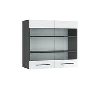 Vicco Armoire en Verre Fame-Line, Blanc Haute Brillance, 80cm