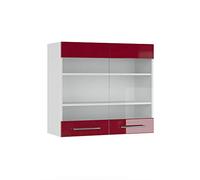 Vicco Armoire en Verre Fame-Line, Bordeaux Haute Brillance, 80cm