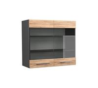 Vicco Armoire en Verre Fame-Line, Chêne de Force doré, 80cm, à Combiner avec d'autres modules de la série Fame-Line