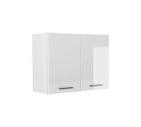 Vicco Armoire en verre "R-Line", Blanc Haute brillance/Blanc 80 cm | 2 Portes · 1 Tablette · Profondeur - 31 cm · Librement combinable · ✓ Rangement pratique