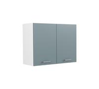 Vicco Armoire en verre "R-Line", Bleu-gris/Blanc 80 cm | 2 Portes · 1 Tablette · Profondeur - 31 cm · Librement combinable · ✓ Rangement pratique