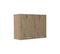 Vicco Armoire en verre "R-Line", Chêne Artisan/Chêne doré 80 cm | 2 Portes · 1 Tablette · Profondeur - 31 cm · Librement combinable · ✓ Rangement pratique