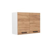 Vicco Armoire en verre "R-Line", Chêne doré/Blanc 80 cm | 2 Portes · 1 Tablette · Profondeur - 31 cm · Librement combinable · ✓ Rangement pratique