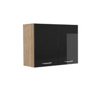 Vicco Armoire en verre "R-Line", Noir Haute brillance/Chêne doré 80 cm | 2 Portes · 1 Tablette · Profondeur - 31 cm · Librement combinable · ✓ Rangement pratique