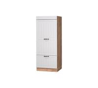 Vicco Armoire Haute Fame-Line, Blanc Campagne/Chêne doré 60 cm | Façade en MDF · Coulisses métalliques à extension totale · Pieds réglables en hauteur · Poignées en métal