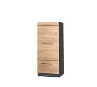 Vicco Armoire Haute Fame-Line, Chêne doré/Anthracite 60 cm | 1 Tiroir · Coulisses métalliques à extension totale · Pieds réglables en hauteur · Poignées en métal