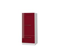Vicco Armoire Haute Fame-Line, Rouge Bordeaux Haute Brillance/Blanc 60 cm | Façade en MDF · Coulisses métalliques à extension totale · Pieds réglables en hauteur · Poignées en métal