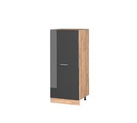 Vicco Armoire Haute R-Line, Anthracite Haute Brillance, 60cm | Grande porte · 3 Tablettes · Pieds réglables en hauteur · 1 Tiroir · Librement combinable