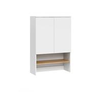 Vicco Armoire machine à laver "Viktor", Blanc/Chêne Artisan 68 x 100.4 cm | 2 Portes · 3 compartiments · Rangement bien organisé · Place pour lessive · Au-dessus de la machine à laver