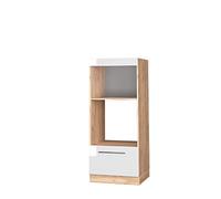 Vicco Armoire Micro-Ondes Fame-Line, Blanc Haute Brillance, 60cm | Façade en MDF · Coulisses métalliques à extension totale · Pieds réglables en hauteur · Poignées en métal