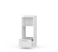 Vicco Armoire Micro-Ondes Fame-Line, Blanc Haute Brillance, 60cm | Façade en MDF · Coulisses métalliques à extension totale · Pieds réglables en hauteur · Poignées en métal