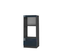 Vicco Armoire Micro-Ondes Fame-Line, Bleu foncé Brillant, 60cm | Façade en MDF · Coulisses métalliques à extension totale · Pieds réglables en hauteur · Poignées en métal