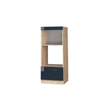 Vicco Armoire Micro-Ondes Fame-Line, Bleu foncé Brillant, 60cm | Façade en MDF · Coulisses métalliques à extension totale · Pieds réglables en hauteur · Poignées en métal