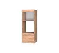 Vicco Armoire Micro-Ondes Fame-Line, Chêne doré, 60cm | ✓ Niche pour four · Coulisses métalliques à extension totale · Pieds réglables en hauteur · Poignées en métal