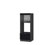 Vicco Armoire Micro-Ondes Fame-Line, Noir rayé, 60cm | Façade en MDF · Coulisses métalliques à extension totale · Pieds réglables en hauteur · Poignées en métal