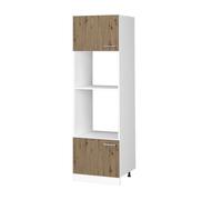 Vicco Armoire Micro-Ondes R-Line, Chêne Artisan, 60cm | 2 Portes · ✓ Niche pour four · ✓ Niche pour micro-ondes · Pieds réglables en hauteur · Librement combinable