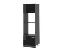 Vicco Armoire Micro-Ondes R-Line, Noir Haute Brillance, 60cm, pour Une Combinaison Libre au Sein de systèmes de Cuisine modulaires