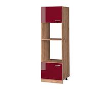 Vicco Armoire Micro-Ondes R-Line, Rouge Brillant, 60cm | 2 Portes · ✓ Niche pour four · ✓ Niche pour micro-ondes · Pieds réglables en hauteur · Librement combinable