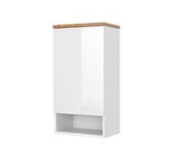 Vicco Armoire murale "Eden", Blanc Haute brillance 40 x 77.5 cm | 1 Porte · 4 compartiments · Rangement fermé · Pour accessoires de salle de bains · Rangement bien organisé