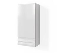 Vicco Armoire murale "Fredd", Blanc Haute brillance 36.4 x 77 cm | 1 Porte · 2 compartiments · Rangement fermé · Pour accessoires de salle de bains · Rangement bien organisé