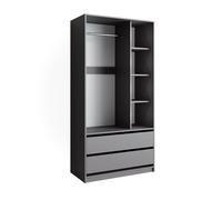Vicco Armoire pour Enfants Elmo, Anthracite, 100x200cm | avec 2 tiroirs, combinable pour le rangement des vêtements et des jouets