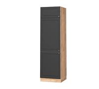 Vicco Armoire pour frigo Fame-Line, Anthracite-Or, 60cm | Façade en MDF · ✓ Niche pour réfrigérateur · Pieds réglables en hauteur · Poignées en métal · Fermeture douce