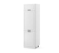 Vicco Armoire pour frigo "R-Line", Blanc campagne/Blanc 60 cm | Façade en MDF · ✓ Niche pour réfrigérateur · Pieds réglables en hauteur · 1 Tablette · Librement combinable