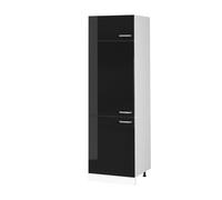 Vicco Armoire pour frigo R-Line, Noir Haute Brillance, 60cm | 3 Portes · ✓ Niche pour réfrigérateur · Pieds réglables en hauteur · 1 Tablette · Librement combinable