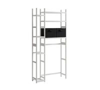 Vicco Armoire pour Machine à Laver Bilbao, Blanc, 78.5x163cm | avec 2 tiroirs en non-tissé, Compartiments ouverts pour lessive, serviettes et accessoires