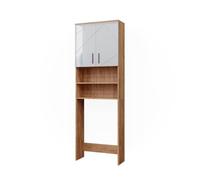 Armoire pour machine à laver Irma, 64x190.5cm, Blanc Haute brillance/Chêne de force doré, Vicco 41579
