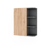 Vicco Armoire Suspendue Fynn, Anthracite/chêne doré, 47.2x59.2cm | pour montage mural avec étagères ouvertes