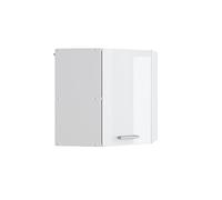 Vicco Armoire Suspendue R-Line, Blanc Haute Brillance, 57cm Armoire d'angle Suspendue avec Porte, adapté au Rangement Peu encombrant dans Les Coins de la pièce