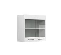 Armoire suspendue Vicco R-Line Blanc Haute brillance 60cm avec portes vitrées, Model 41874