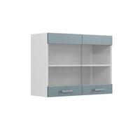 Armoire suspendue Vicco R-Line Bleu-gris 80cm avec portes vitrées, Model 41690