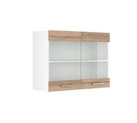 Vicco Armoire Suspendue R-Line, Sonoma, 80cm | avec portes vitrées, pour le rangement d’objets ménagers et utilitaires