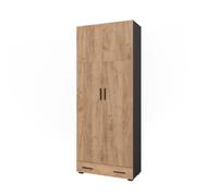 Vicco Armoire Universelle Ingo, Anthracite/chêne doré, 80x201.2cm avec Module de tiroir, pour Le Rangement des dossiers et classeurs au Quotidien au Bureau
