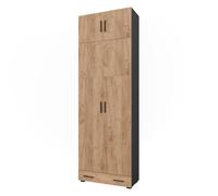 Vicco Armoire Universelle Ingo, Anthracite/chêne doré, 80x241.2cm avec Dessus d'armoire et Module de tiroirs, pour Le Rangement des dossiers et classeurs au Quotidien au Bureau