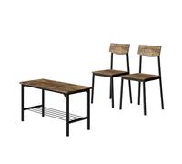 Vicco Banc et chaise "Fyrk", noir/chêne rustique, 85x46cm | 3 pièces, convient pour salle à manger, cuisine ou espaces extérieurs couverts