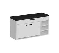 Vicco Banc pour chaussures "Solino", Blanc/Noir 90 x 50 cm | avec siège, pour le rangement des chaussures et des objets du quotidien